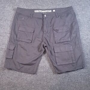 Grindhouse Denim Cargo Shorts Size 42 Black 100% Cotton‎ Utility Pockets